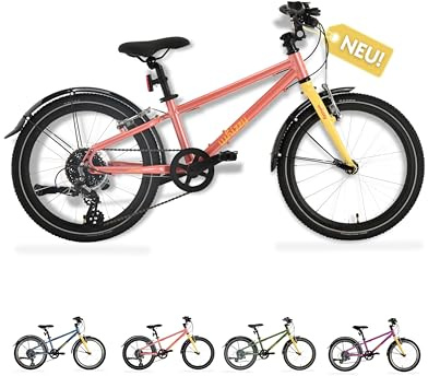 whizzy Kinderfahrrad 20 Zoll I Stilvolles Fahrrad für Kinder ab 5,5 Jahren I Mädchen- & Jungen-Fahrrad mit Ständer, Schutzblechen & Licht I 9 kg leichtes Mountainbike mit Gangschaltung