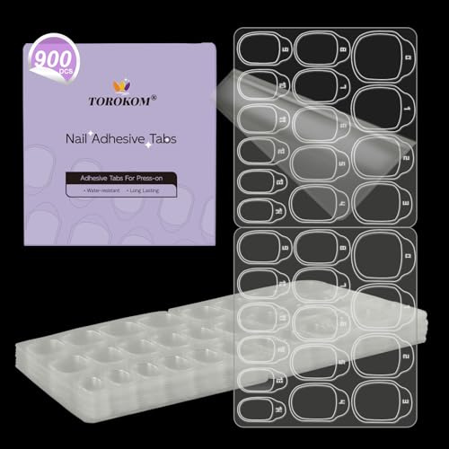 TOROKOM Nagel Klebepads – Wasserfeste Doppelseitige Klebepads, Transparente Nagelkleber-Alternative, Jelly Gel Nagelkleber, Einfaches Auftragen & Entfernen für Kunstnägel (30 Sheet - 900P)