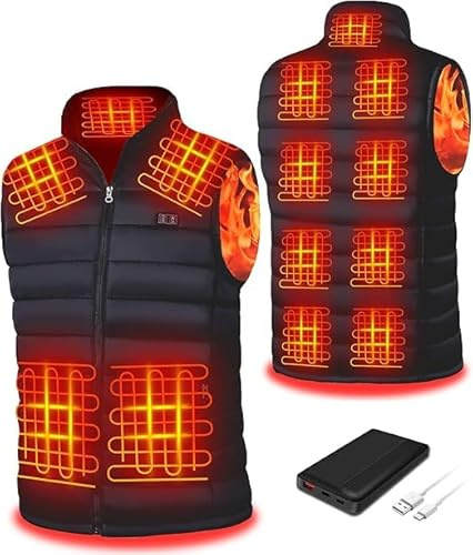 SANNKA Heated Gilet Men,Heated Vest with 13 Heating Zones, Electric Jacket 3 Heating Levels Washable Winter Electric Gilet for Outdoor Activities