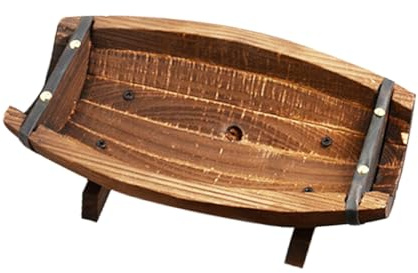 Parliky Fioriera a Mezza Botte in Legno Antimarcio Per Esterni E Interni Vaso Da Fiori Rustico Con Vassoio a Forma Di Barca Contenitore Per Piante Succulente E Decorazioni Giardino