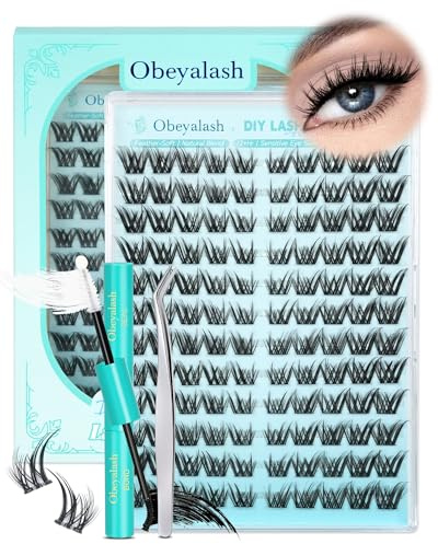 Obeyalash Fox Eye - Kit de extensiones de pestañas DIY con pinzas de unión y sellado (M2)