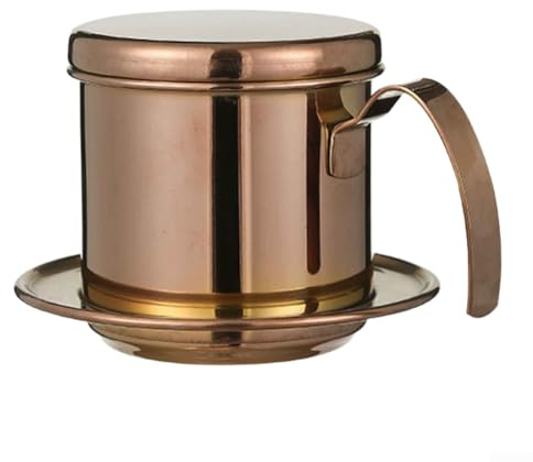 ZYNCUE Olla de goteo de café de acero inoxidable para cafetera Moka, material de grado alimenticio 304, agujeros de filtro finos para extracción pura, oro rosa