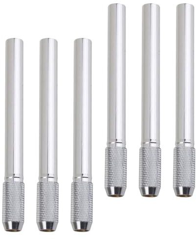 NESTINGHO Varilla de Extensión de Lápiz de Acero Inoxidable, 6 Piezas Plateadas, Extensor Portátil para Lápices Cortos, Uso Escolar y Artístico