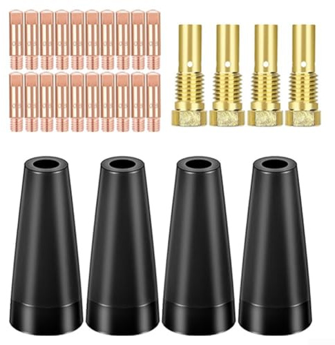 Kit di punte per ugelli senza gas per torcia di saldatura AK14 MB14, 28 pezzi, inclusi 4 ugelli e 20 punte di contatto per risultati ottimali