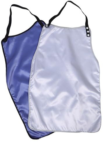 Hoement 2 Pièces Bavoir et Activités Manuelles des Personnes Âgées pour Repas avec Taille Ajustable Imperméable en Polyester et Récupérateur de Miettes Adulte