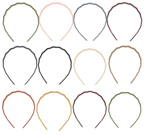 NIYANGLE Fasce per Chioma Ondulate con Dentini in Plastica 12 Pezzi Non Scivolose Moda Estiva per Donne e Ragazze da Spiaggia e Colore Casuale