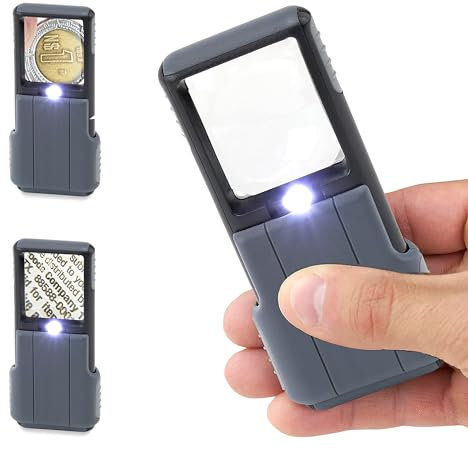 Carson MiniBrite 5x Pocket Magnifying Glass with LED Light and Sliding case, Black (PO-55)