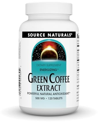 Source Naturals Energizing Green Coffee Extract, Powerful Natural Antioxidant*, 500 mg Tablet - 120 Tablets