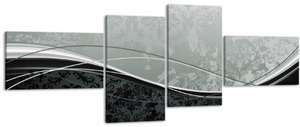 Leinwandbild Eleganter Schwung LW254 Wandbild, Bild auf Leinwand, 4 Teile, 200x90cm, Kunstdruck Canvas, XXL Bilder, Keilrahmenbild, fertig aufgespannt, Bild, Holzrahmen, welle, Abstrakt, Form,