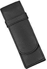 Alassio 2668 - Schreibgeräteetui aus echtem Leder, Etui in schwarz, Stiftetui ca. 14 x 4,5 x 2 cm, Lederetui für 2 Stifte