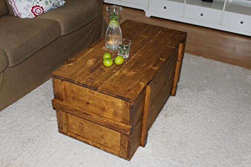 Uncle Joe´s Holzkiste Truhe Couchtisch Beistelltisch Vintage Shabby chic Landhaus Massivholz nussbaum