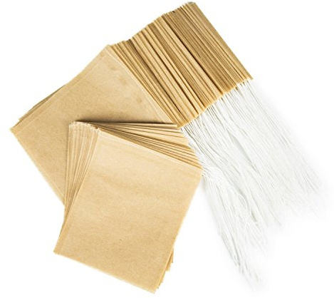 Tea Filter Bags, Disposable Tea Infuser, Safe & Natural Material, 1-Cup Capacity, Drawstring Empty Bag for Loose Leaf Tea, Set of 100 （3.15 x 3.94 inch ）
