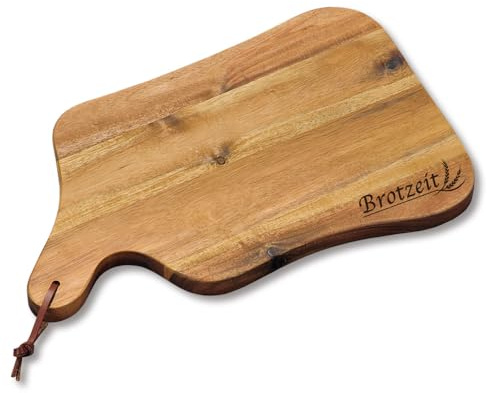 KESPER Schneid- u. Servierbrett aus Akazienholz mit Einbrand - Motiv Brotzeit/Vesperbrett/Brotzeitbrett