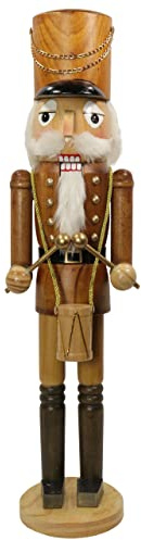 Nussknacker Figur groß XL / 50 cm/Trommel braun/Deko Figur Nussknacker Holz/handbemalt im Kunsthandwerks-Stil/weihnachtlich dekorieren
