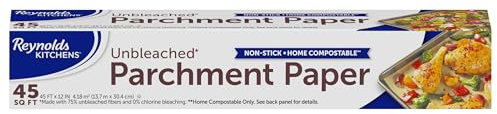 Reynolds Kitchens Papel de pergamino sin blanquear | Papel para hornear compostable | Paquete de 1 rollo, 304 mm x 13,7 m