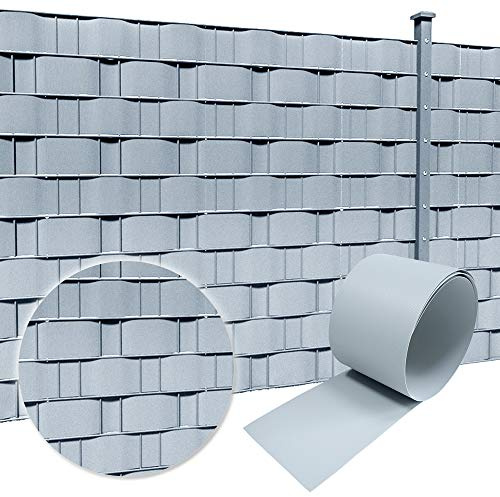 Froadp 10 Stück Hart PVC Sichtschutzstreifen 2,5M x 19CM Zaun Sichtschutz Zaunfolie Garten Doppelstabmatten Wetterfest und Windschutz Sichtschutzfolie für Gartenzaun Balkon (Hellgrau)