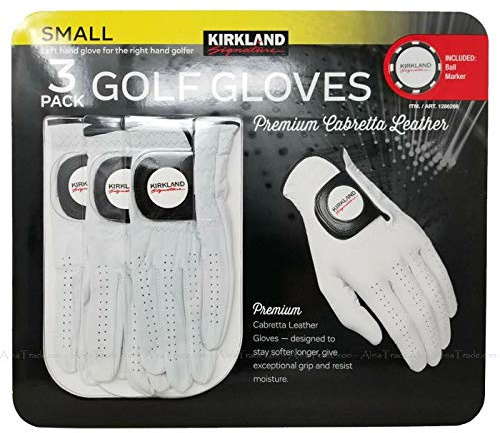 KIRKLAND SIGNATURE Golf Gloves Size Small Premium 100% Cabretta Leather Pack Set of 3