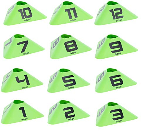 GoSports - Conos deportivos numerados modernos, para fútbol, baloncesto, fútbol americano y más, 12 unidades
