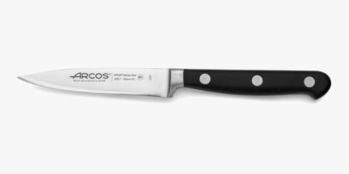 Arcos Cuchillo pelar Acero Inoxidable. Cuchillo cocina para pelar frutas y verduras. Mango ergonómico polioximetileno y Hoja 100 mm. Serie Opera. Color negro.