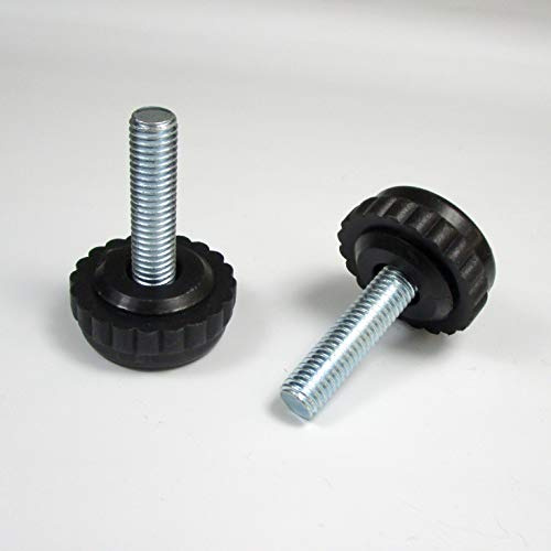 ajile - 30 mm Durchmesser Stellfüße mit Rändelteller aus Kunststoff SCHWARZ mit M8 x 30 mm Gewindestift aus Verzinktem Stahl - 8 Stck. - PRC830x8-FBA