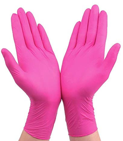 babyzhang 50 pcs Gants Jetables Latex Nettoyage Gants Alimentaires Ménage Jardin Gants De Nettoyage Nettoyage À Domicile en Caoutchouc, Rose, L