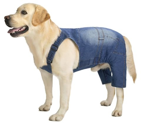 Mittelgroße Hunde-Jeans-Overall für Hunde, Hunde-Denim-Kleidung, Kostüme für Allzwecke, Blaue Vintage-Gewaschene Hundehose, Klassische Jacke
