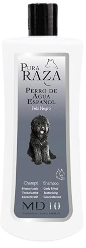 Hundeshampoo Gegen Juckreiz für Spanische Wasserhunde mit Schwarzem Fell - Verbessert die Schwarze Farbe - Feuchtigkeitsspendendes und Veganes Shampoo Texturierung der Locken 750 ml - MD-10 COLLECTION