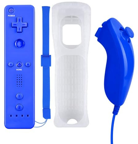 QUMOX Fernbedienung Remote Controller und Nunchuck Joystick kompatibel für wii/wii u (Dunkelblau)