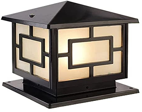 Chao Zan E27 Lampada a colonna per cancello vintage, lampione per esterno da giardino impermeabile IP65, lampada a colonna per cancello, faro a colonna in alluminio, lampada da percorso (nero)