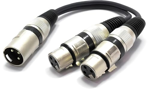VITALCO XLR Splitter Audio Adapter Stecker auf 2x XLR Buchse 3 Polig Splitterkabel Y-Kabel Vertailer Männlich auf Dual Weiblich
