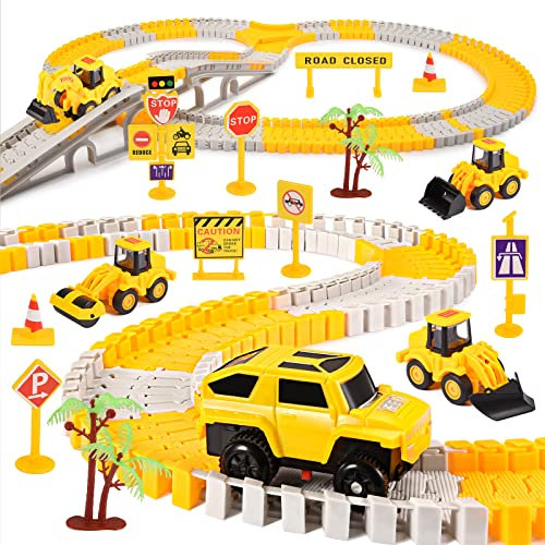 Tragik Kids Construction Toys for 3-6 Year Old Boys, Tractor & Digger Toys, Outdoor Car Track Play Set, Boys' Birthday