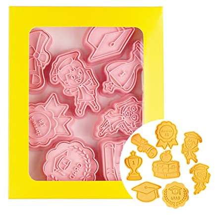 Stronrive cortadores Galletas graduación 2022,Formas cortadores Galletas graduación - moldes para Galletas Hechos a Mano 8 Piezas, Gorro graduación, Diploma