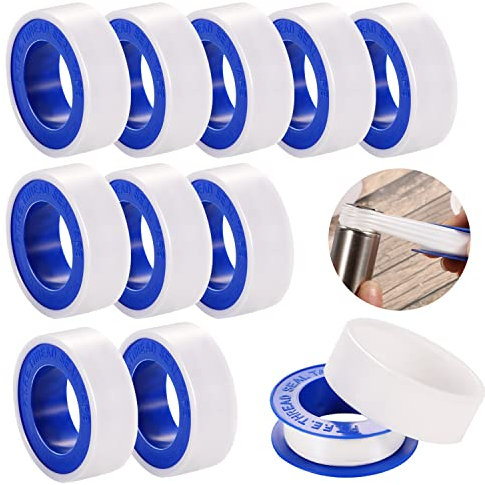 HuaJiao 10 Rollen Teflonband, 12mm*10 m Lang PTFE Gewindedichtband Teflonband Tape für Plumbing Gelenk für Pool, Küche, Industrie(Weiß)