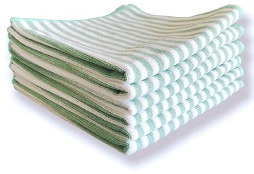 Reinwelt Microfaser Spültuch Streifenhörnchen ca. 30x30 cm, 6er Set in Emerald-grün