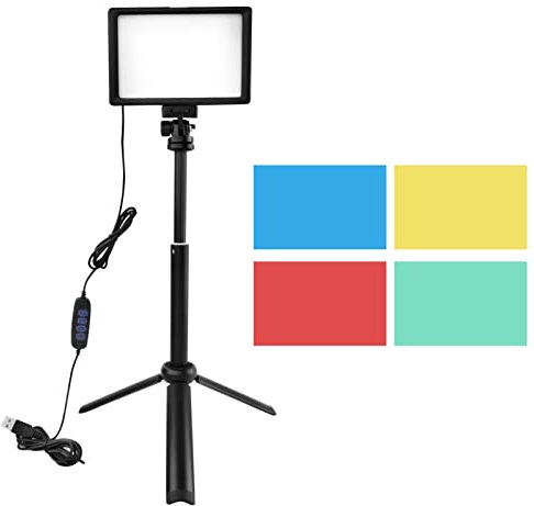 Kisbeibi LED Video Light Kit, 3200-5500K Photography Lighting with Tripod Stand, 120 LED Panel Light with 4 Color Filters, USB Studio Light Kit for Photography, Live Streaming(Black)