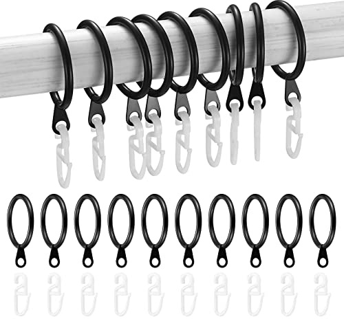 24 Piezas Anillos de Metal para Cortinas y Ganchos de Plástico para Cortinas, Anillos para Colgar Cortinas 30 mm Diámetro Interior para Colgar Cortina de Ducha de Puerta de Ventana