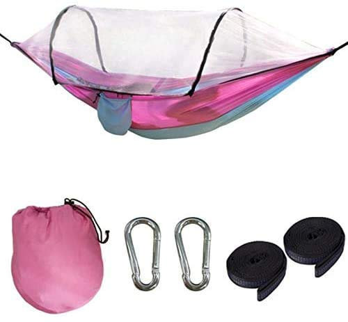 Tragbare Hängematte für 1–2 Personen, tragbare Outdoor-Hängematte mit Moskitonetz, Fallschirm, Camping, hängendes Hängemattenzelt, einfach zu verstauen