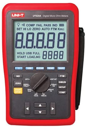UNI-T UT620A Manual Range DC Low Resistance Tester Digital Micro Ohm Meter with Data Storage/Backlight/High/Low Limit Alarm