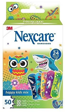 Nexcare Happy Kids Mix Plasters, Big Pack, Assorted, 50/Pack