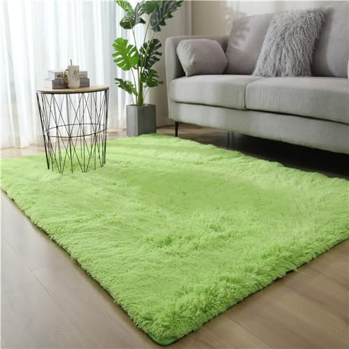 Treer Tappeto Salotto Moderno Pelo Corto Lavabile Morbido Tappeti per Soggiorno Tappeti per Interni Ultra Morbidi Tappeti, per Divano Camera da Letto Home Decor (160x200cm,Verde Chiaro)
