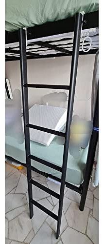 Moderne schmale Etagenbettleiter, verstellbare Reiseanhänger-Bettleitern mit Haken, freistehende Wohnheim-Trittleiter (Farbe: Schwarz, Größe: 1,6 m/63 Zoll)