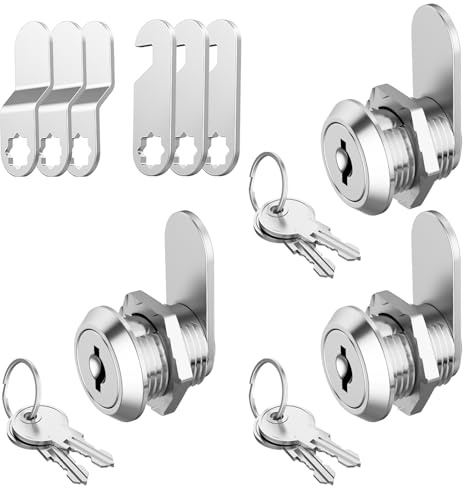 Jayseon 3 Pack Cabinet Locks with Keys, 5/8 Cam Locks Keyed Alike, Cabinet Cam Lock Set for Cabinets Drawer RV Storage Locks Tool Box Lock, Zinc Alloy