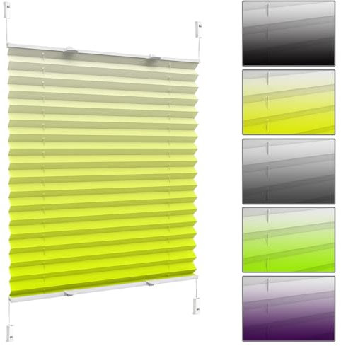 Plissee Ohne Bohren Klemmfix 60 x 90 cm Lichtdurchlässig Rollo, Faltrollos, Faltrollo Sichtschutz 60 Sekunden Plisseerollo Montage für Fenster nach Maß, Gelb