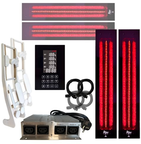 SET frameless InfraROTmed MAX© Tiefenwärmestrahler 2x500 + 2x1300W + Steuerung icon 4 TOUCH, 2x Lehne, Infrarotstrahler Sauna Infrarotkabine, Vollspektrumstrahler (2x500W + 2x1300W + S + 2xLehne)