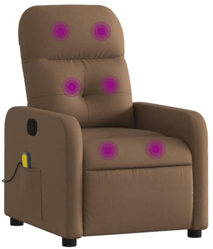 vidaXL Massagesessel, Sessel Verstellbare Rückenlehne Fußteil, Fernsehsessel Relaxsessel mit Liegefunktion, Liegesessel Polstersessel Ruhesessel, Braun Stoff