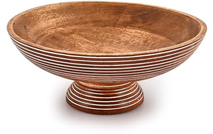 EDHAS Tazón decorativo de madera de mango para decoración del hogar, baño, encimera de cocina y más, cuenco para decoración, cosméticos y llaves (12 x 12 x 4.75 pulgadas)