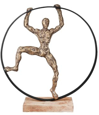 Casablanca Skulptur Pose, Deko Figur Bronze, Metall u. Mangoholz Statue Wohnzimmer, Büro Dekoration H. 45 cm x B. 41 cm - Geschenk Moderne Skulpturen, Erfolgsfigur Motivation