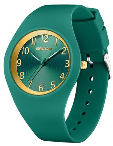 Relojes de Mujer Impermeables para Mujer, Relojes Deportivos para Mujer con Cara Grande y Correa de Silicona Suave, Reloj Simple para Adolescentes y Enfermeras (Verde)