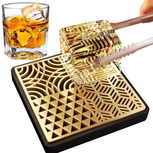 HRCOYES Eiswürfelform für Cocktails und Whiskey, Messing-Eiswürfel-Imprinter, A-Stil, Gold, 1 Stk, Eiswürfelform, Eisstempel