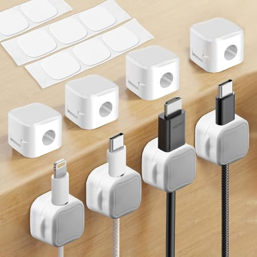 SSKHE Cord Organizer Holder, 8 PCS Magnetic Cable Clips,Cable Tidy Clips Adjustable Cord Organiser, for Nightstand, Kitchen Appliances, Office Supplies, Charging Cables, HDMI, USB, Audio Cable